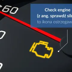 Kontrolka "Check engine" świeci się na desce rozdzielczej Iveco, sygnalizując problem z silnikiem.