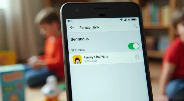 Ekran telefonu z aplikacją Family Link. Widoczna opcja "Jak usunąć Family Link" i ustawienia.