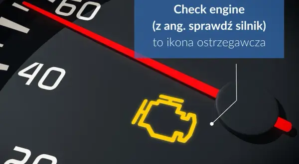 Kontrolka "Check engine" świeci się na desce rozdzielczej Iveco, sygnalizując problem z silnikiem.