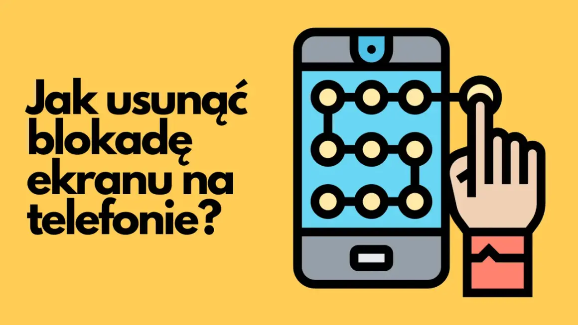 Jak usunąć blokadę ekranu na telefonie? Ilustracja pokazuje schemat odblokowywania wzorem na ekranie smartfona.