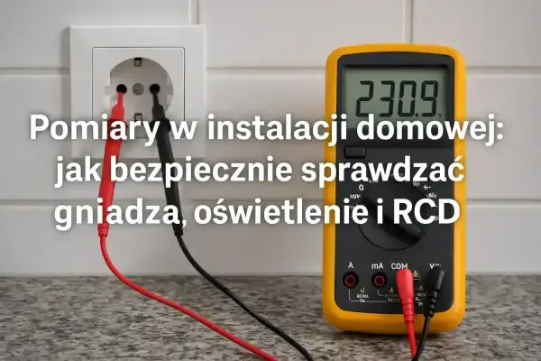 Multimetr pokazuje 230.9V, mierząc napięcie w gniazdku. Sprawdzanie instalacji domowej.