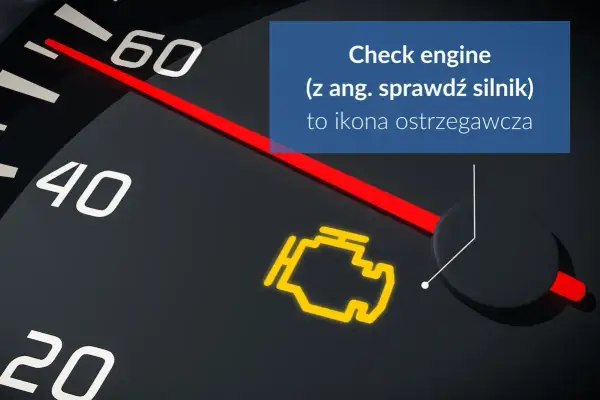 Kontrolka "Check engine" świeci się na desce rozdzielczej Iveco, sygnalizując problem z silnikiem.